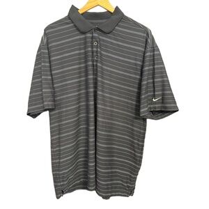 Nike Polo Mens XL Grey Striped Golf Dri-FIT Sporty Athleisure